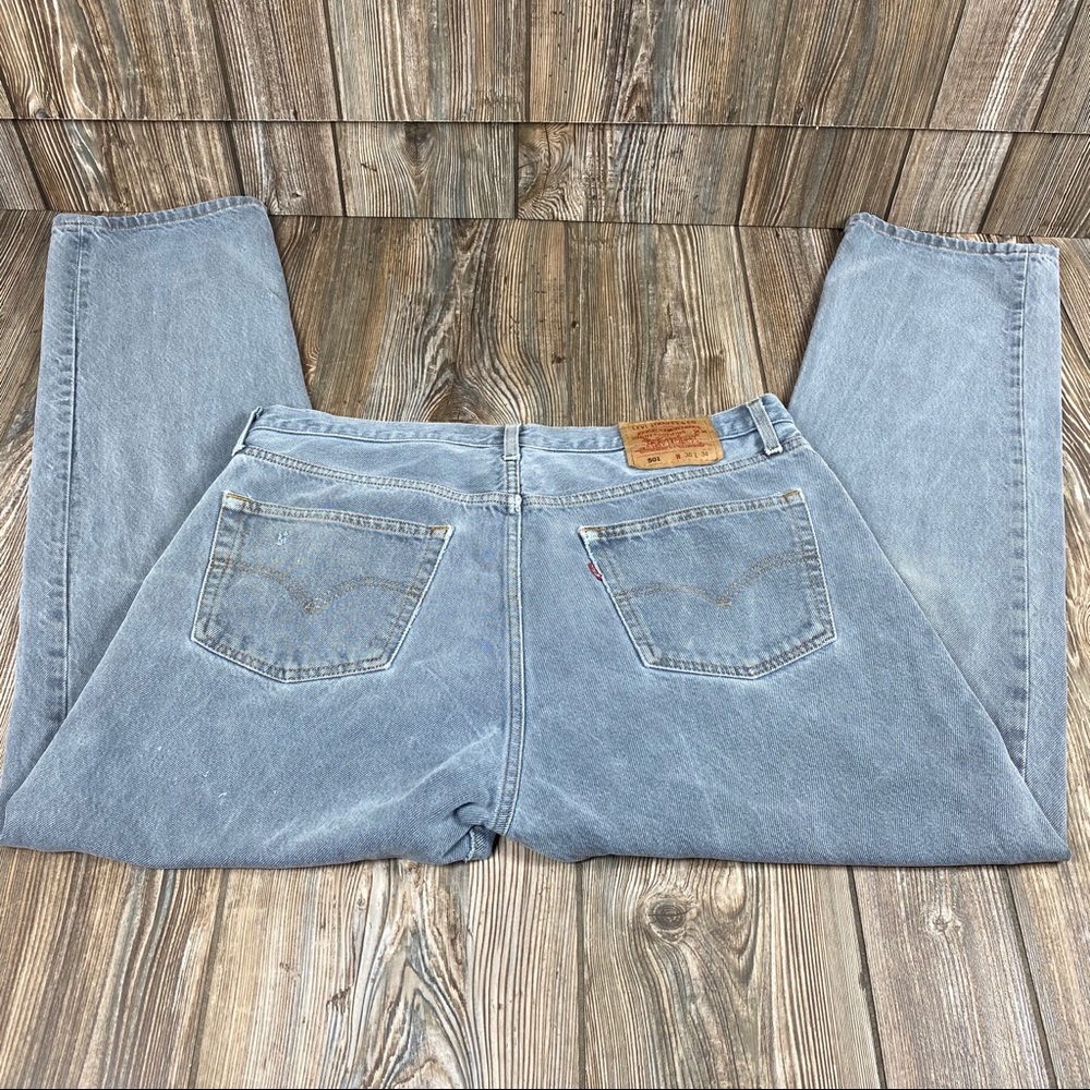 Levis 517 Gray Distressed Straight Leg Denim Jeans